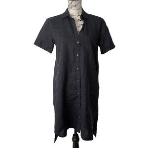 James Perse Black Shirt Dress Button-Up Linen Short-Sleeve Womens Size 1 / US S